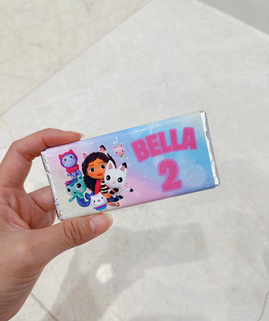 Gabby Dollhouse Chocolate Bar Sticker Wrapper