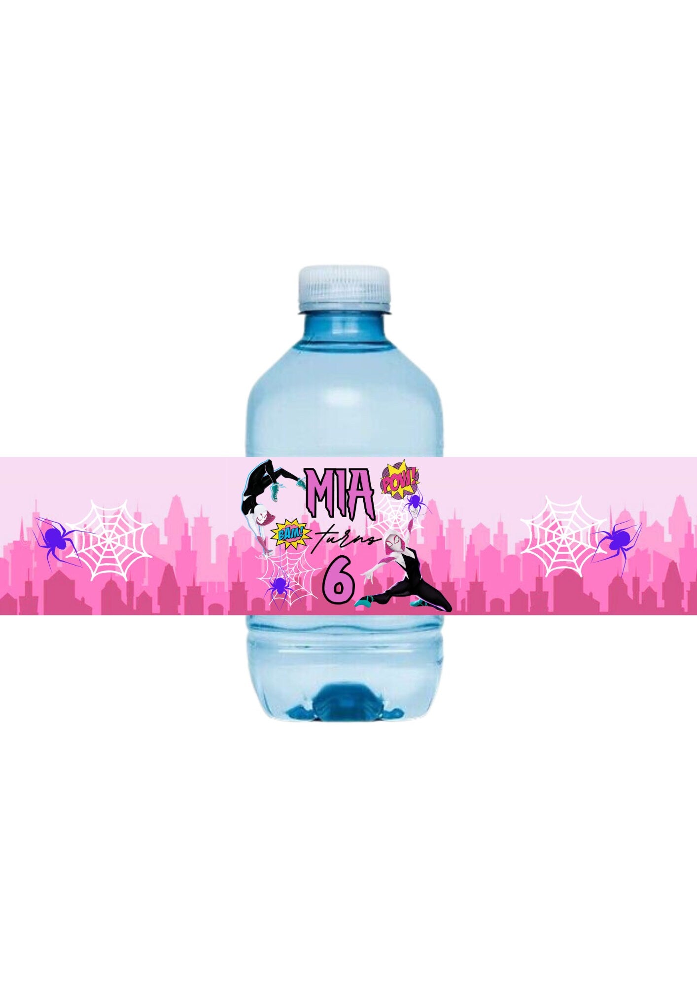 Gwen Stacey Spidergirl Mini Water Bottle Stickers 250ml